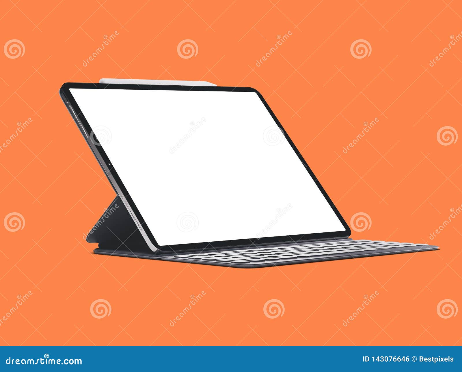 blank screen tablet on color background.  ipad.