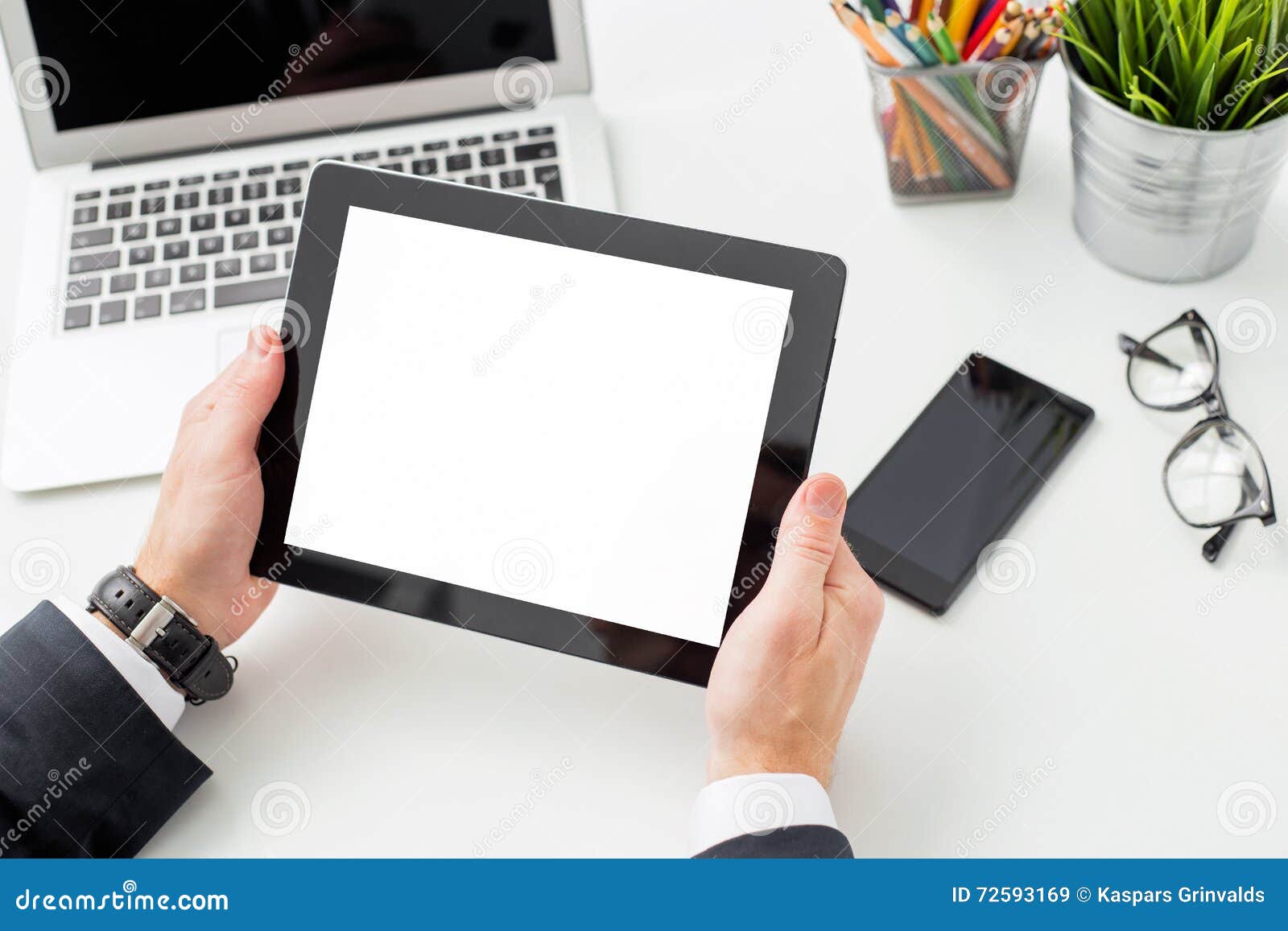Blank Screen Tablet at the Office Stock Image Image of mobile