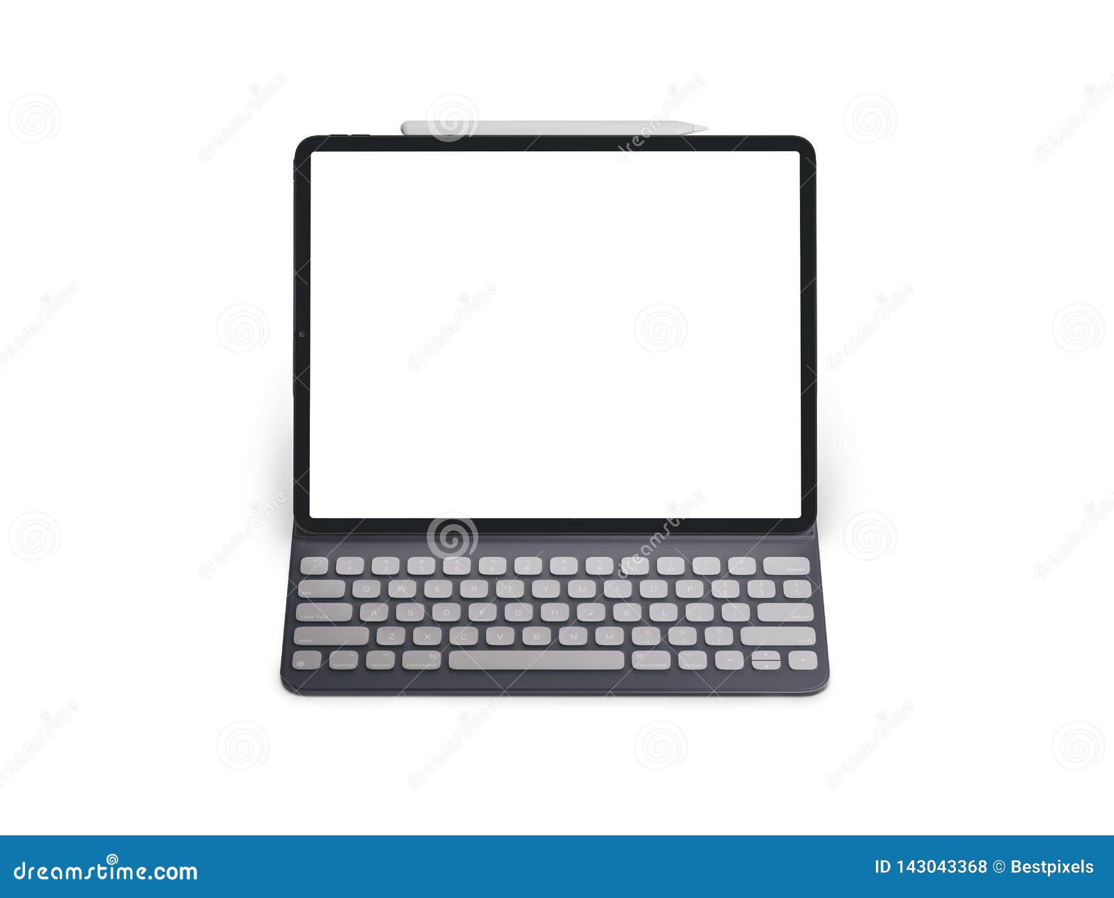 Blank Screen Tablet on White Background. Isolated Ipad. Stock Photo