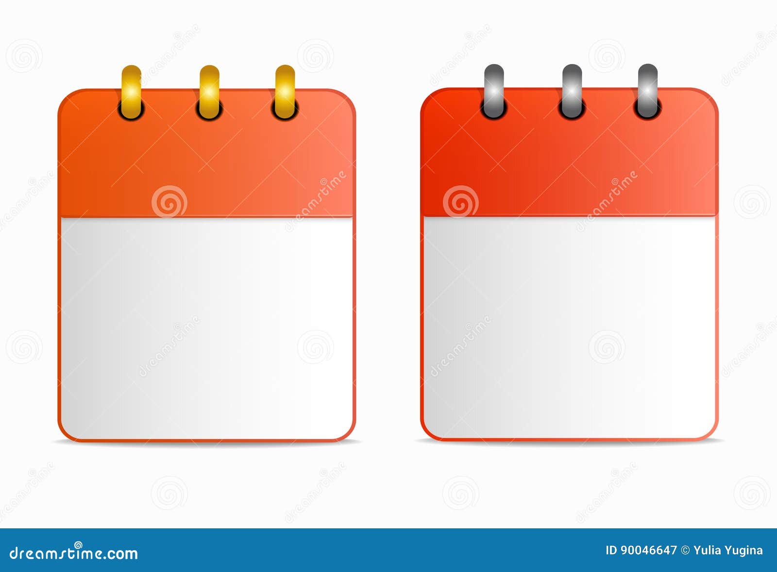 Blank Sheet of Calendar Icon with Silver and Gold Rings in Two Variants.  Stock Vector - Illustration of design, celebration: 90046647, image size:1600x1179