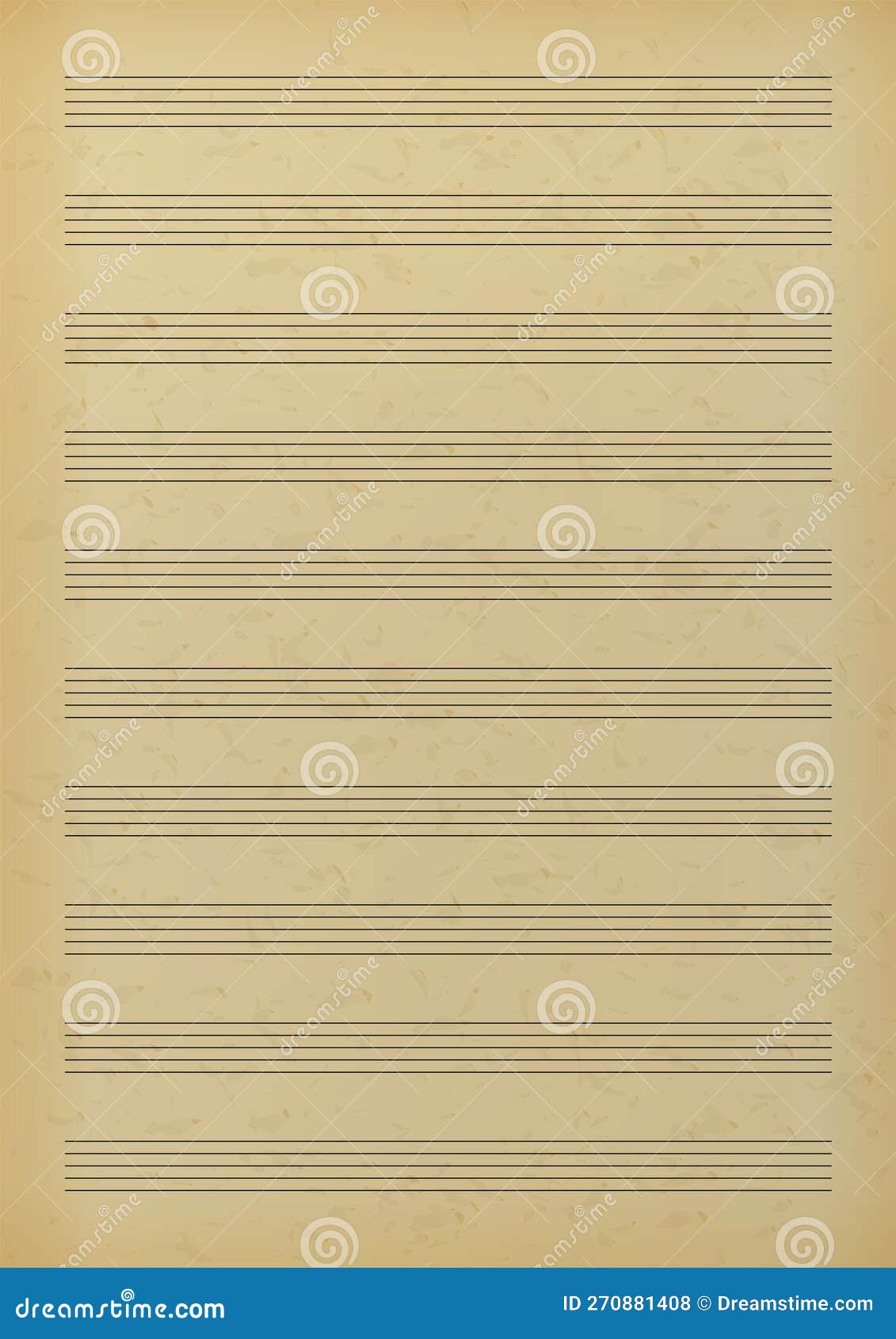 Old Blank Sheet Music Page. Music Paper with Empty Stave for