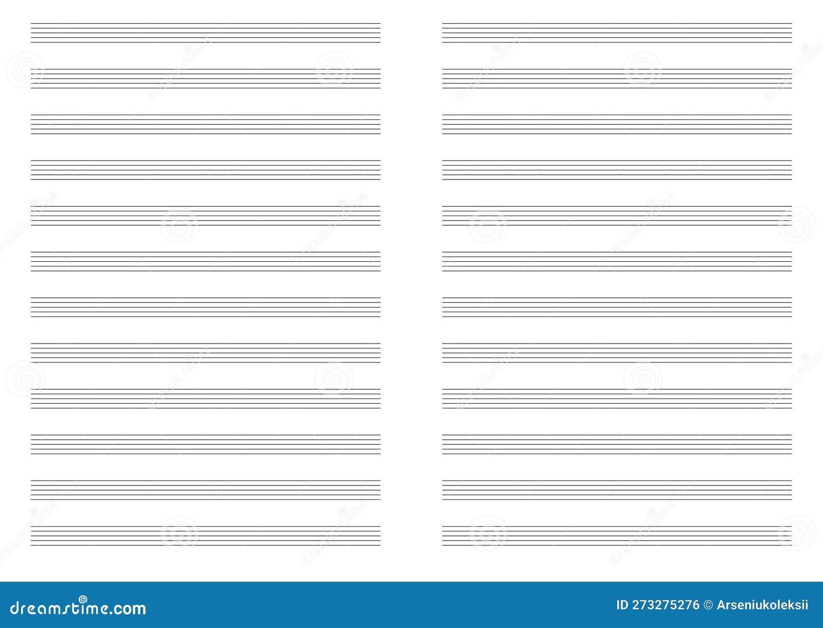 Blank Sheet Music Page Template. Lined Page with Note Stave Stock Blank Sheet Music Page Template. Lined Page with Note Stave Stock