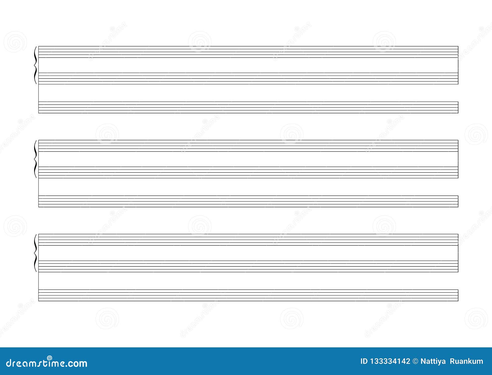 Blank Sheet Music Sheet For The Notation Of A Voice Or Solo