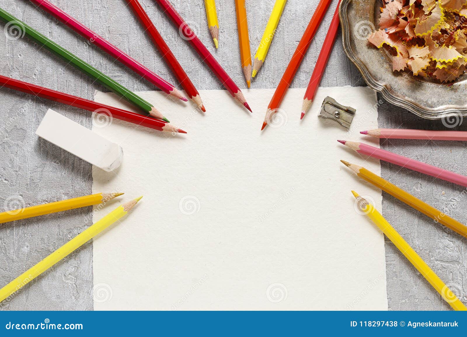 Blank Sheet of Paper and Drawing Accessories. Stock Photo - Image of