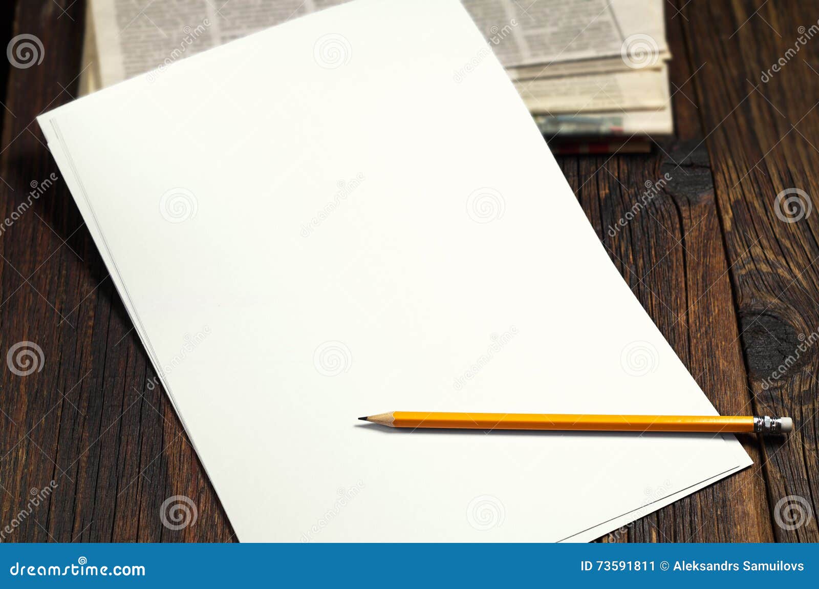 Blank Sheet of Paper and Newspaper Stock Image - Image of space ...