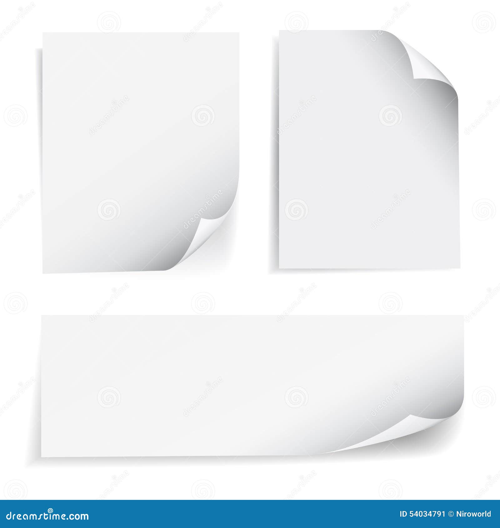 blank sheet paper page curl set