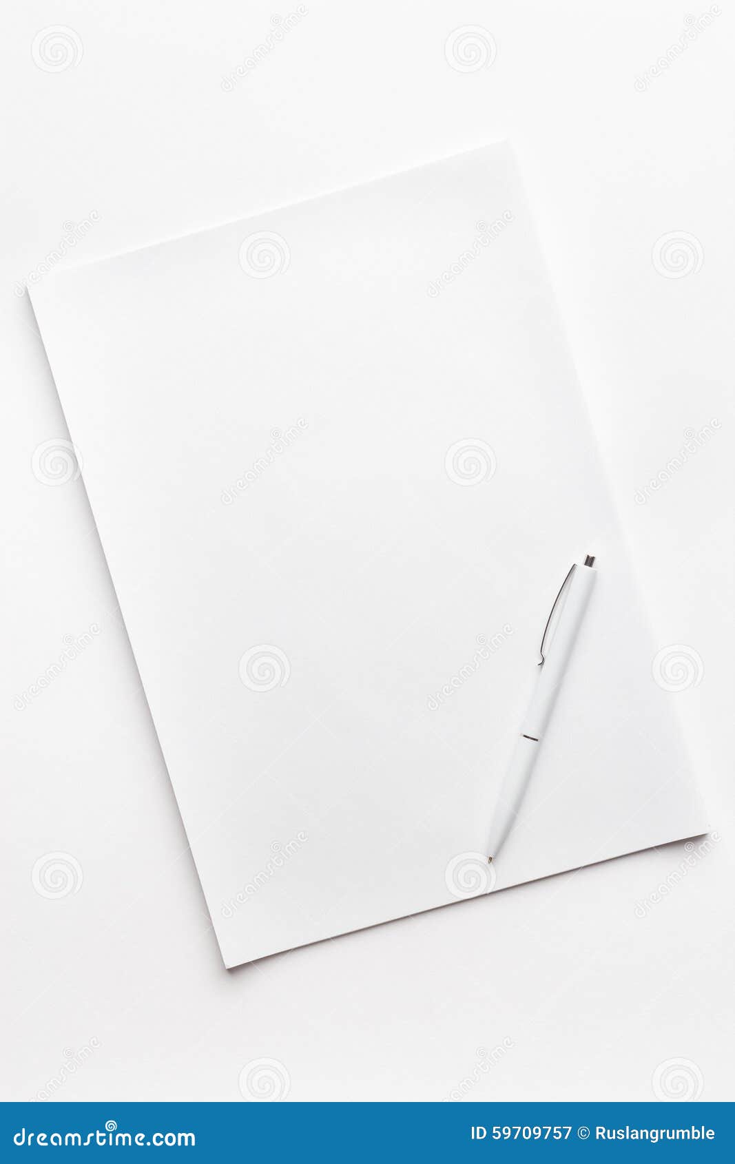 Blank Sheet of Paper and Pen Stock Image - Image of paper, office: 59709757