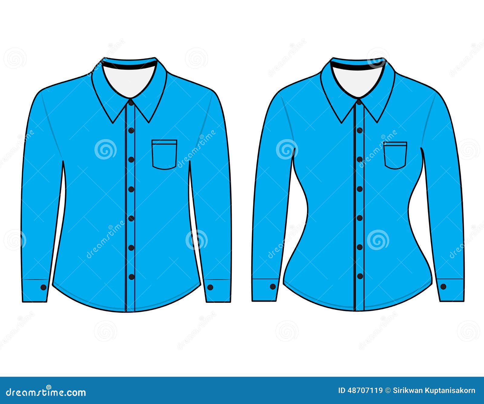 Blank Shirt with Long Sleeves Template Stock Illustration ...