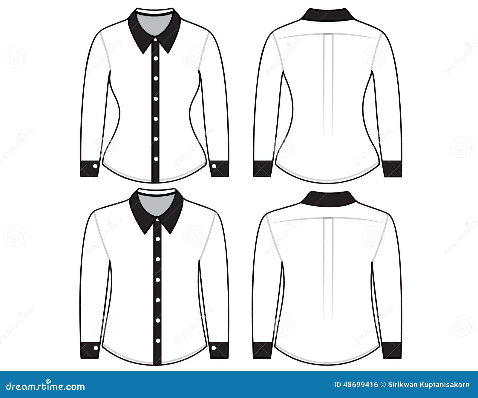 Blank Shirt with Long Sleeves Template Stock Illustration ...