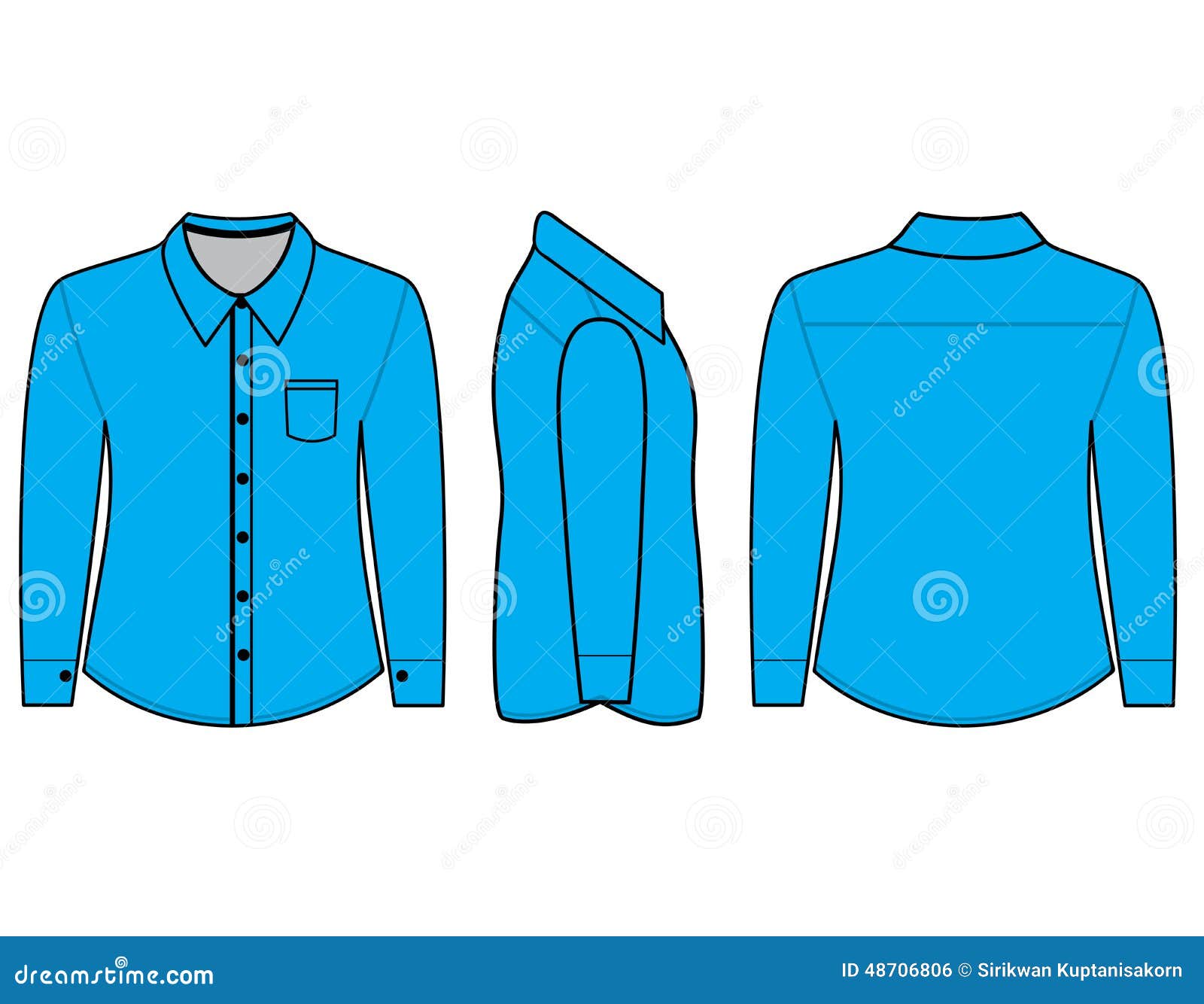 Blank Shirt with Long Sleeves Template Stock Illustration ...