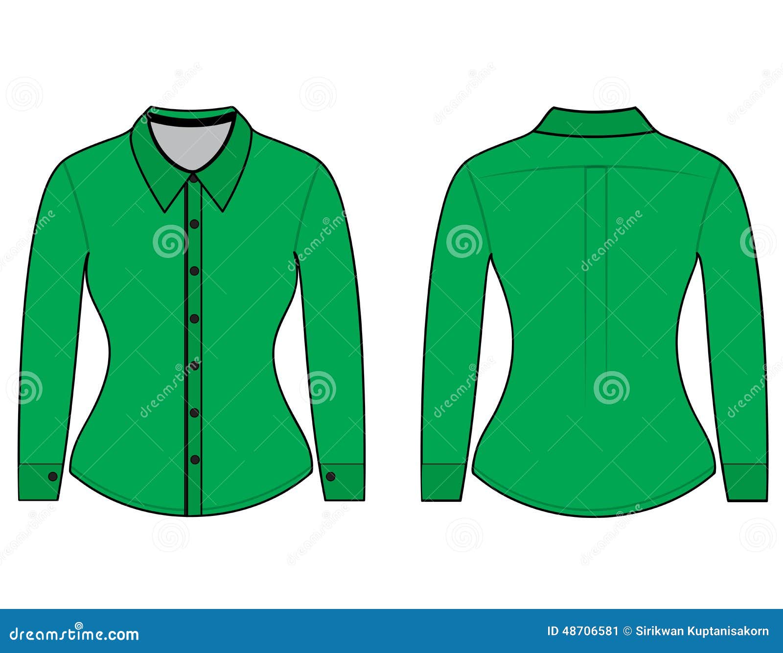 Blank Shirt with Long Sleeves Template Stock Illustration ...