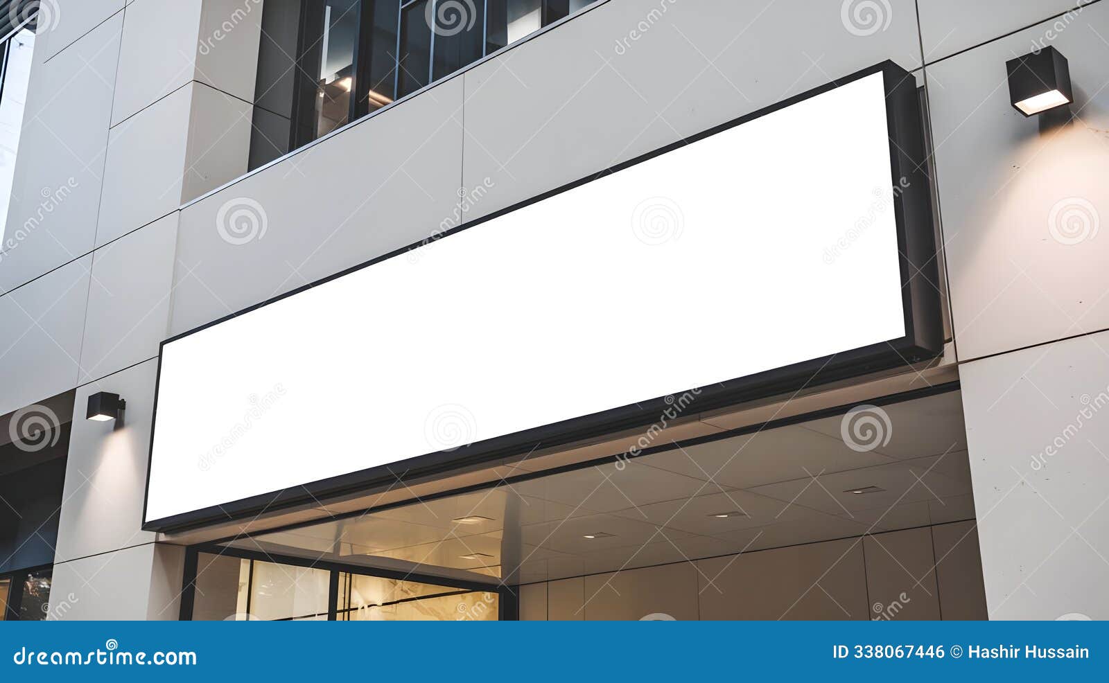 blank signage mockup   modern building facade   retail advertising