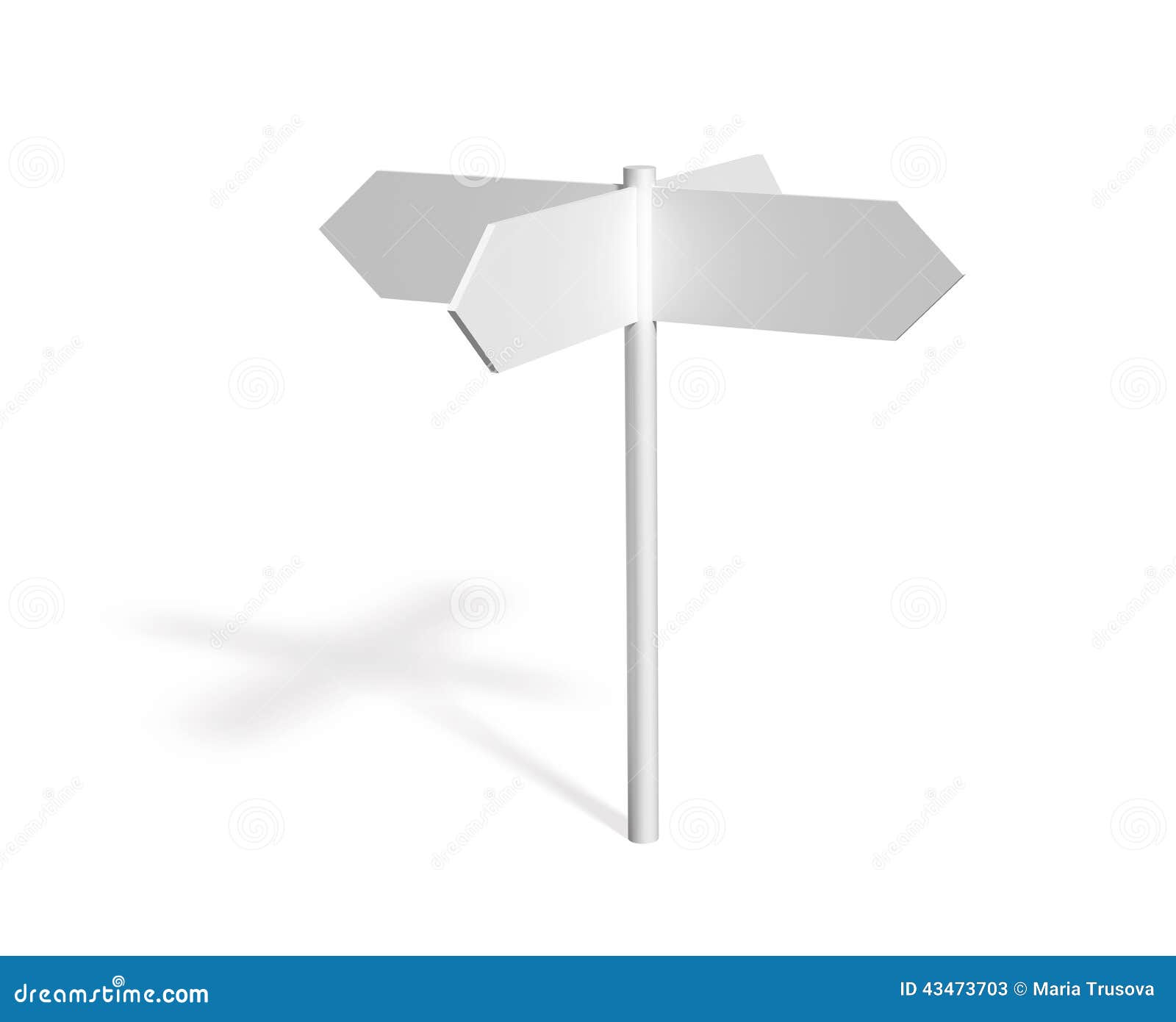 Blank Signpost Isolated on a White Background Stock Illustration