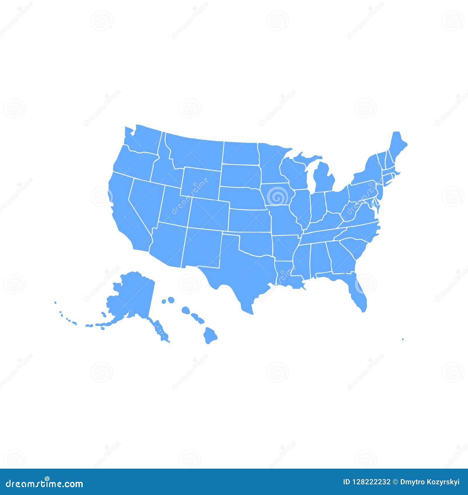 blank similar usa map  on white background. united states of america country.  template for website
