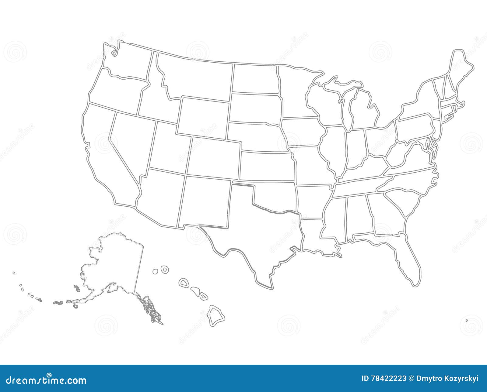 Blank Similar USA Map on White Background. United States of In Blank Template Of The United States