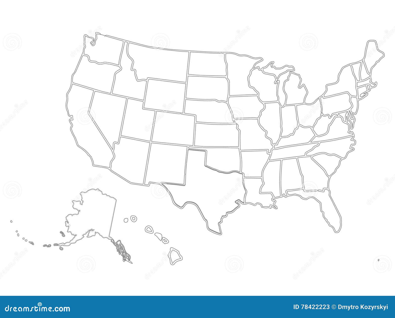 Blank Similar USA Map on White Background. United States of Regarding United States Map Template Blank