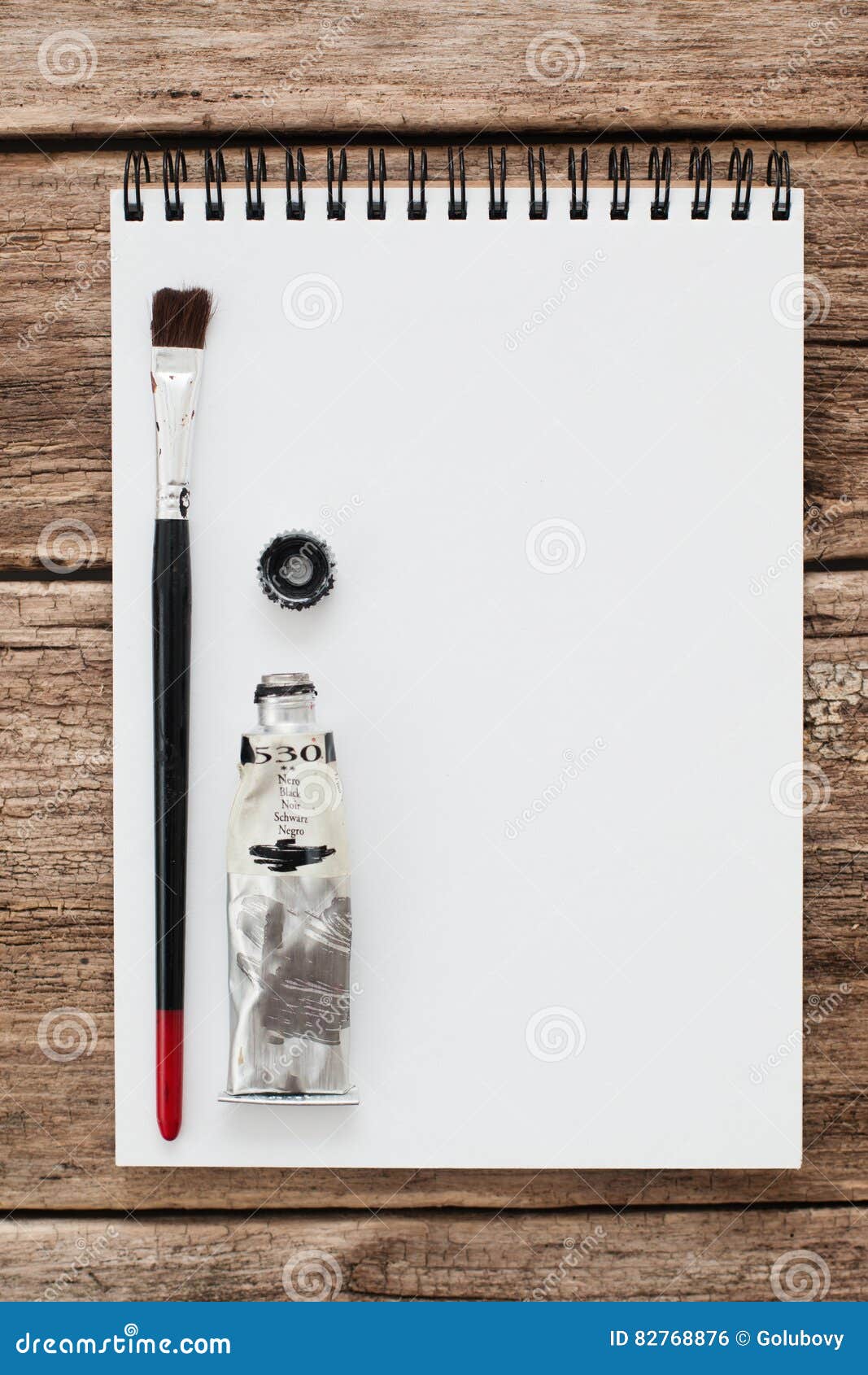 https://thumbs.dreamstime.com/z/blank-sketchbook-black-paint-brush-mockup-top-view-white-empty-album-open-dye-tube-paintbrush-art-82768876.jpg