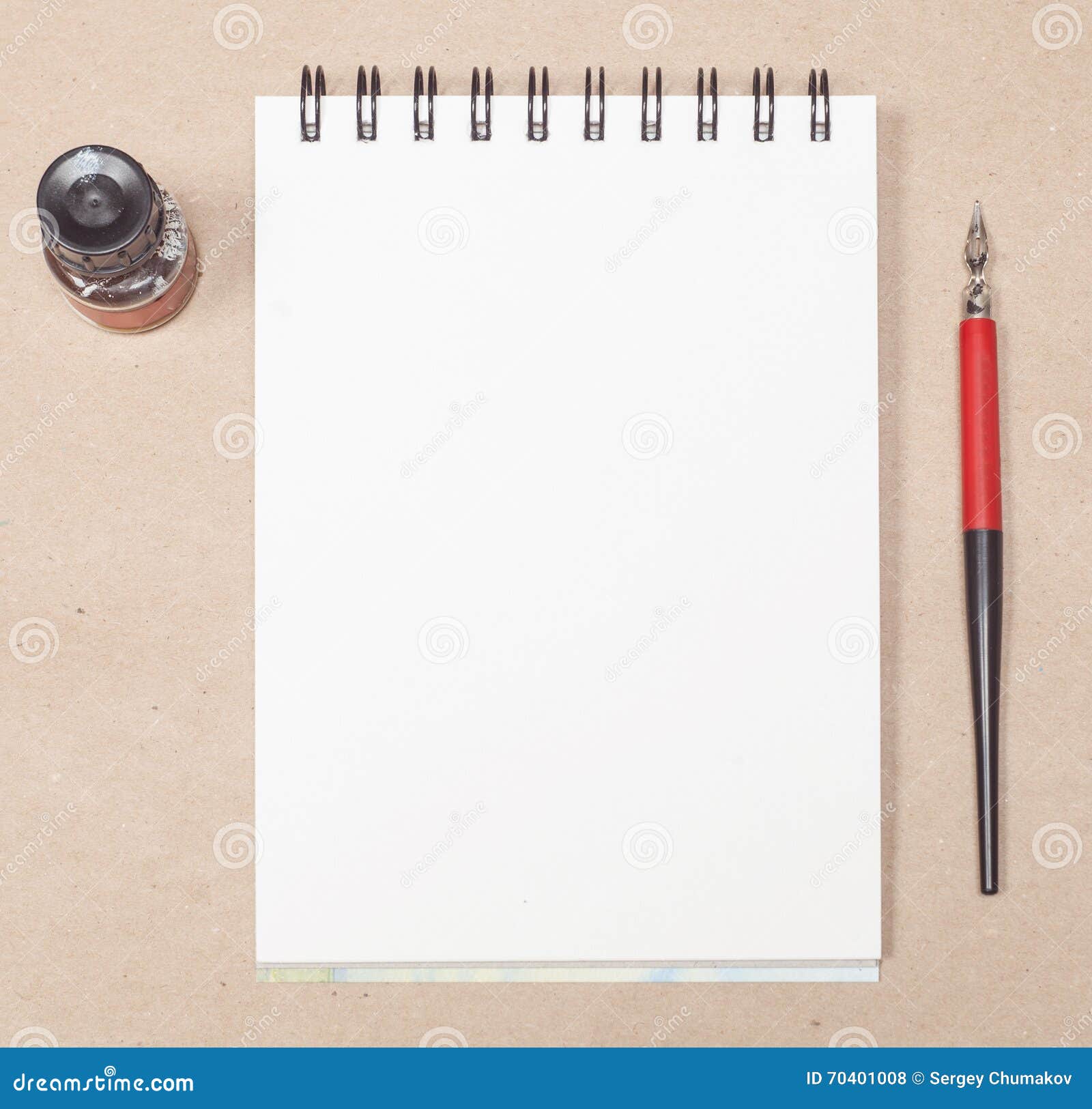 Blank Sketchbook Page with Pen and Ink on Craft Papper Stock Photo - Image  of interior, decoration: 70401008