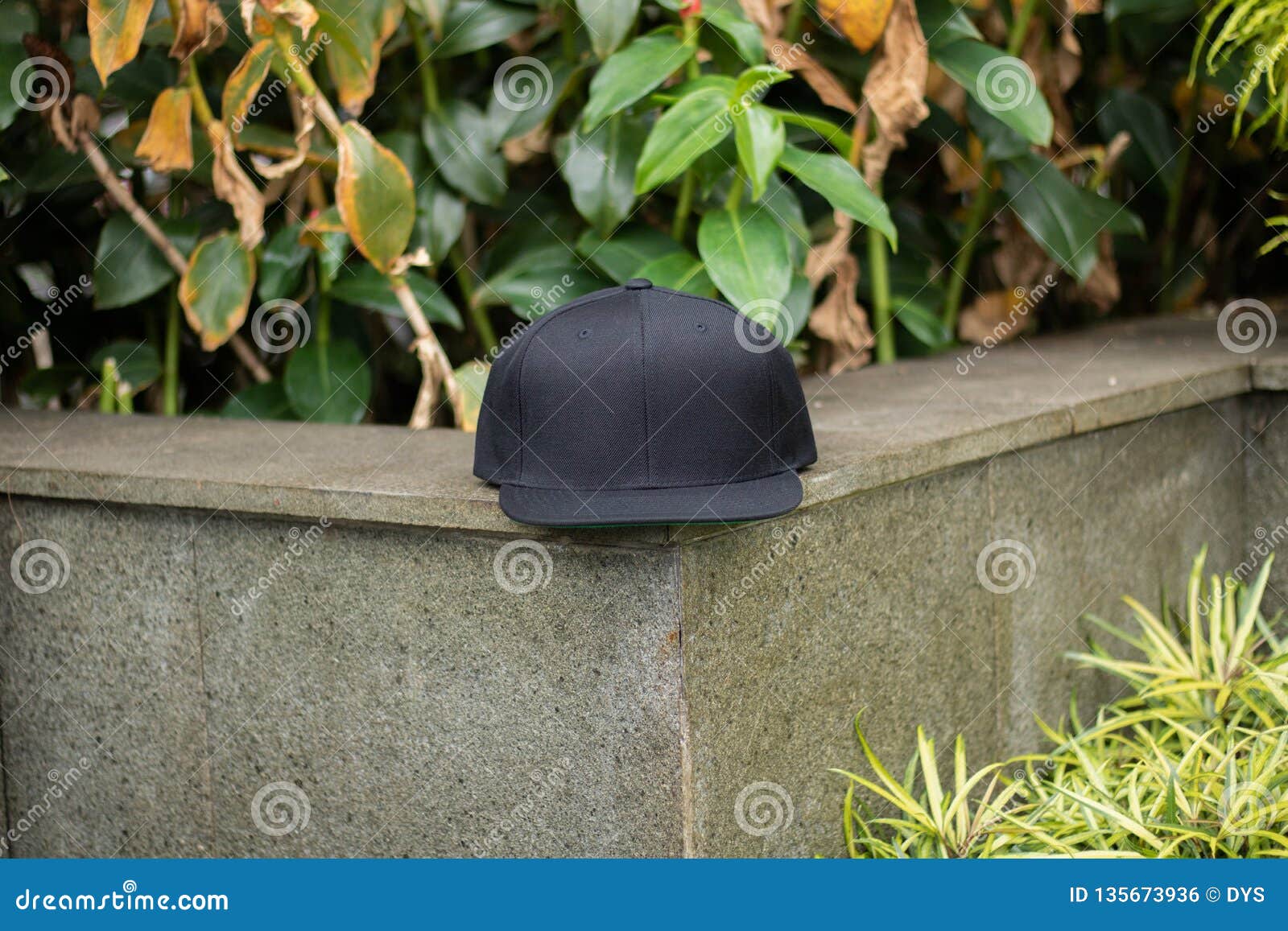 Blank Black Snapback Hat Cap Flat Visor For Mockup Stock ...