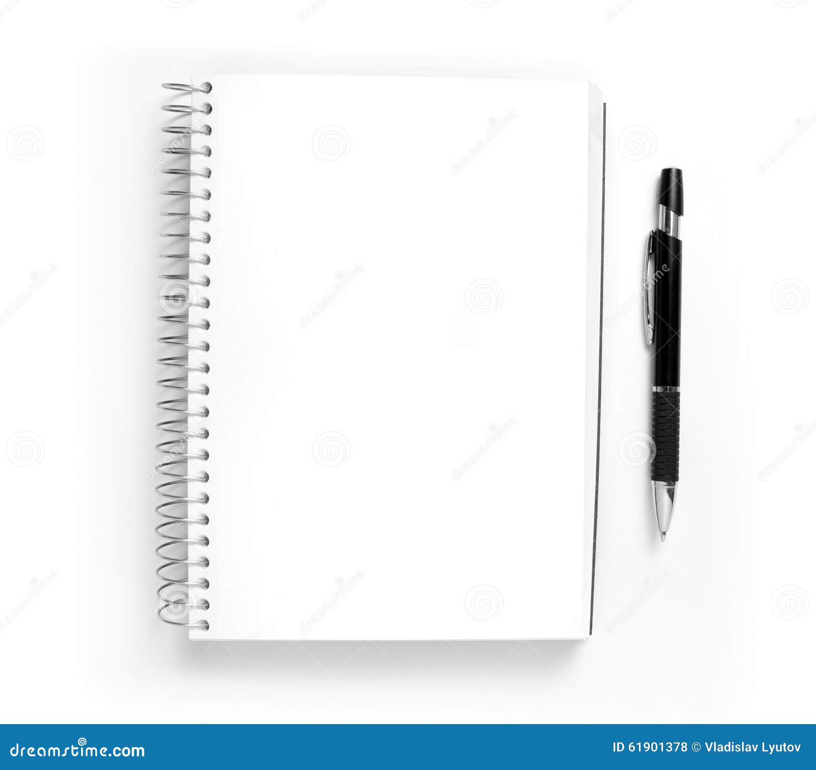 Download free image of Blank plain white notebook page with a pen