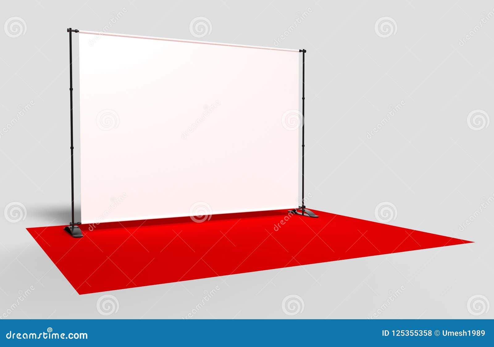 blank step and repeat telescoping backdrop banner. 3d render .