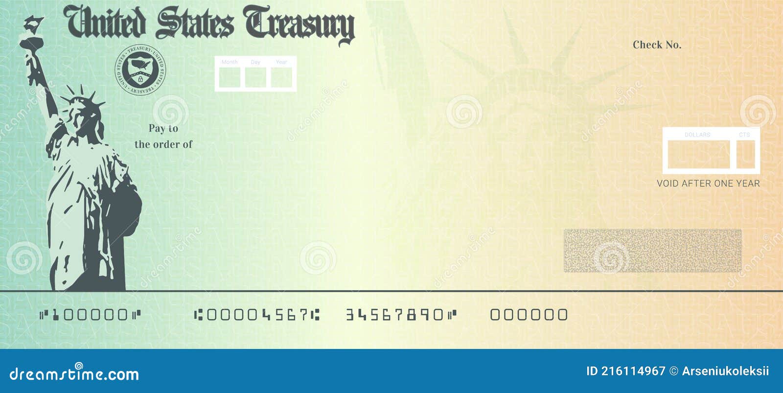 Blank Stimulus Check Template. Stock Vector Illustration of grant