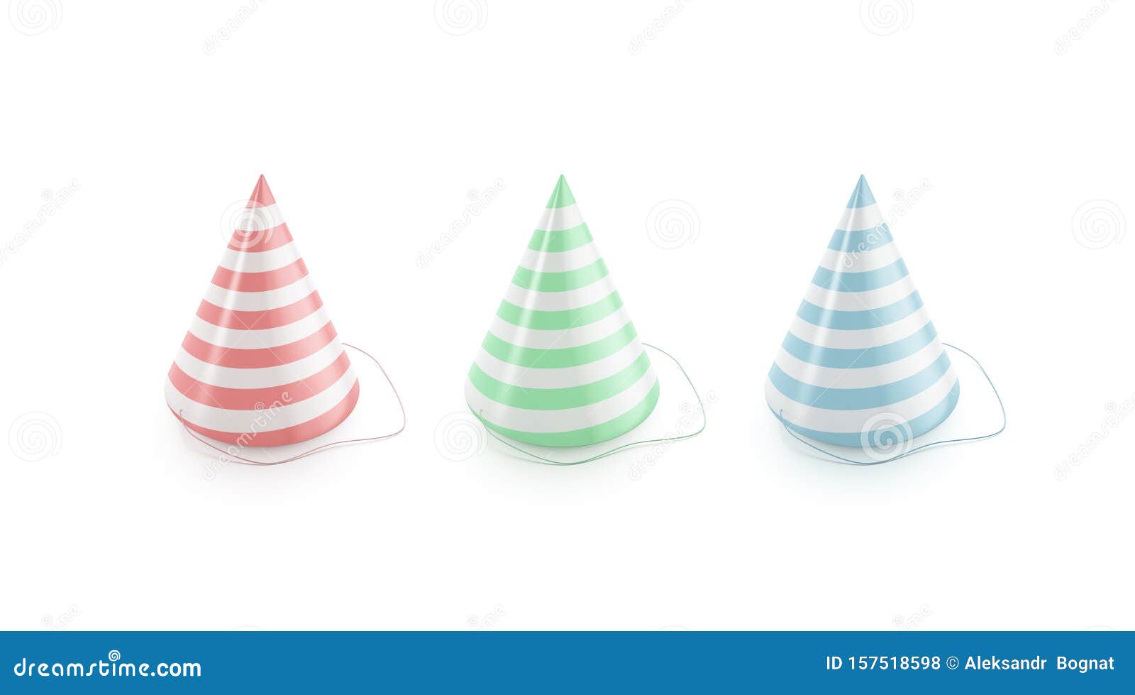 Download Blank Striped Party Hat With Ribbon Mockup Set, Side View ...