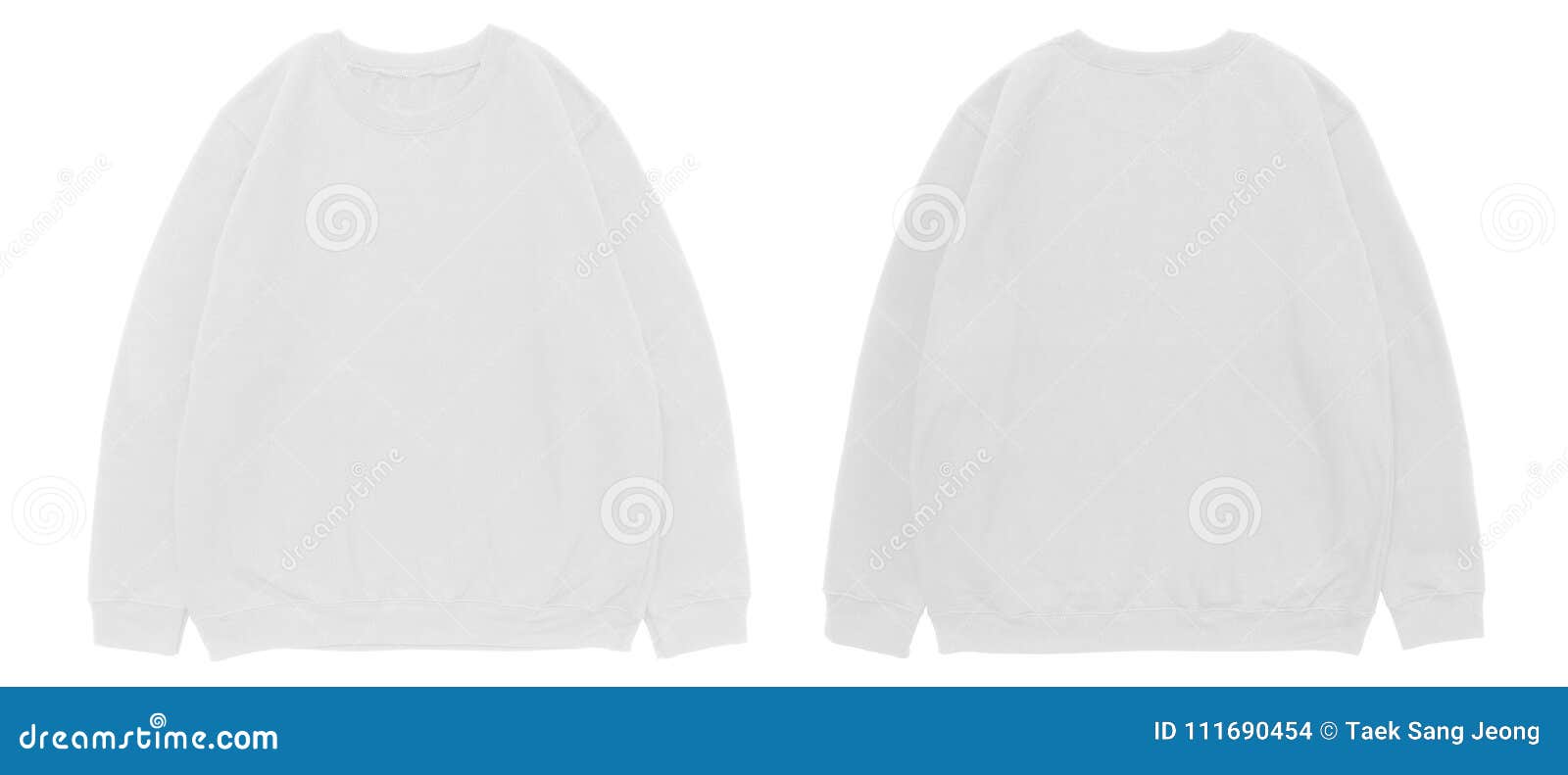 Download Blank Sweatshirt Color White Template Front And Back View Stock Photo Image Of Isolated Neck 111690454