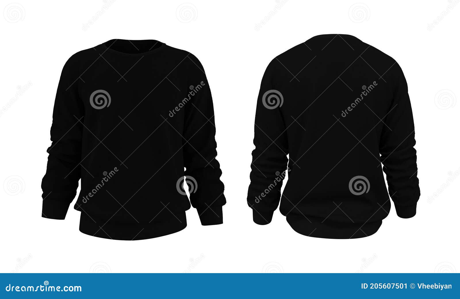 Blank Sweatshirt Mock Up Template in Front, and Back Views, Isolated on ...