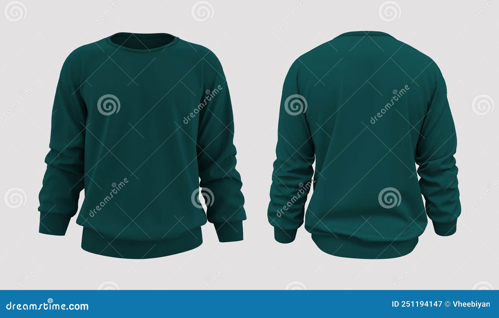 Blank Sweatshirt Mock Up Template in Front, and Back Views, Isolated on ...