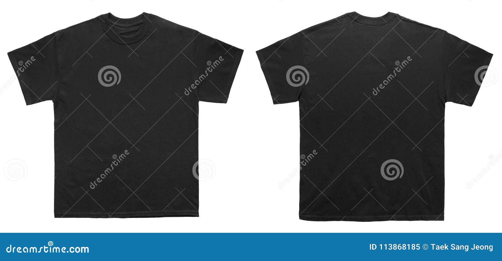 blank t shirt color black template front and back view