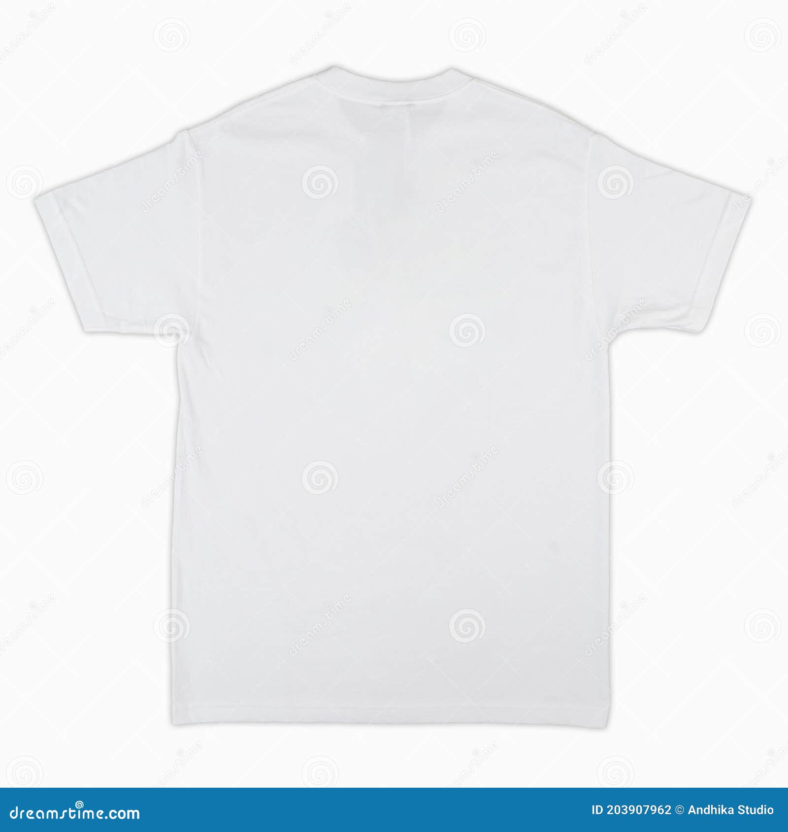 Blank T-shirt Color White Template Back View Isolated on White Background.  Stock Photo - Image of fabric, brand: 203907962