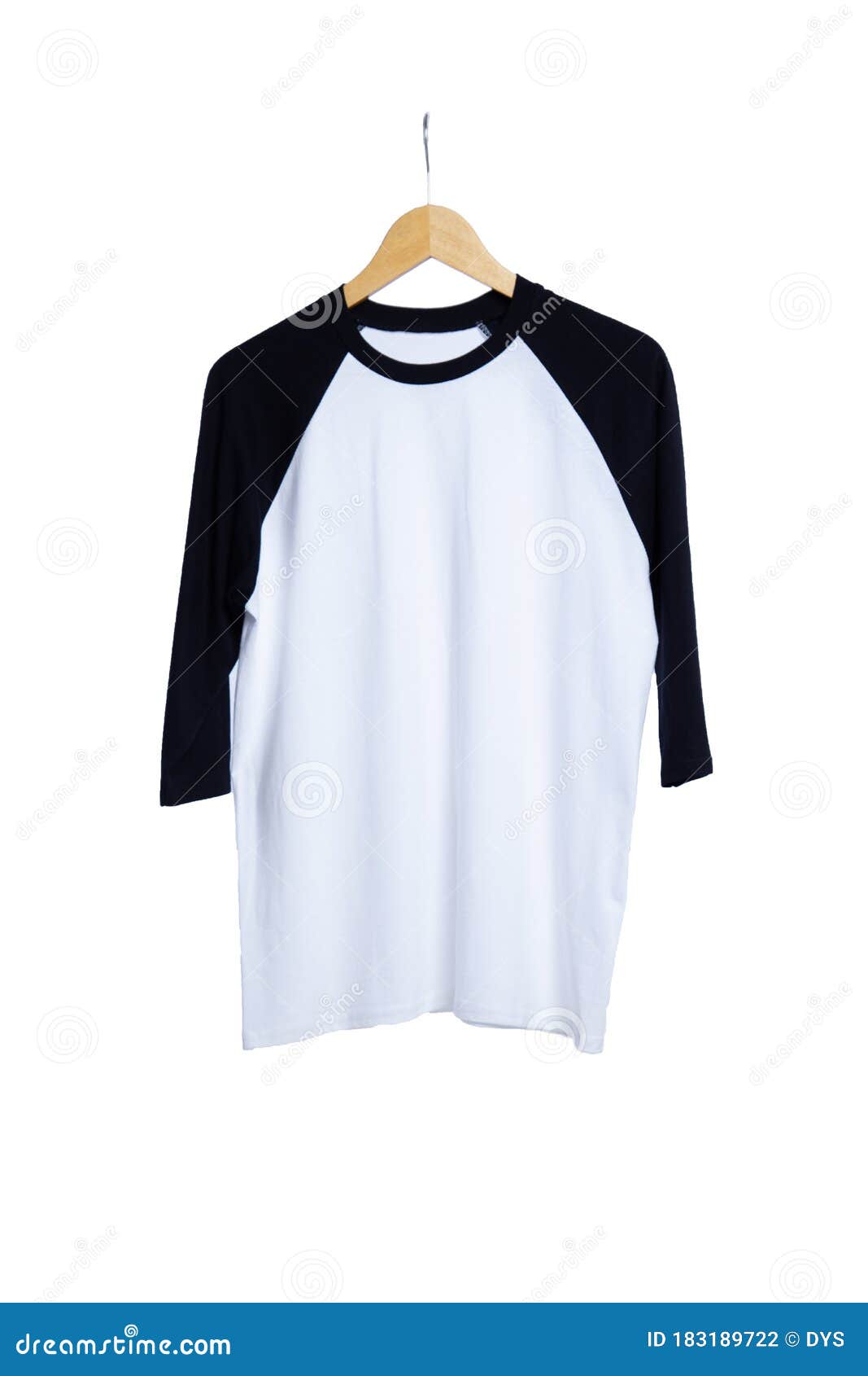 Download Blank T Shirt Raglan 3/4 Sleeves Front View With Black And ...