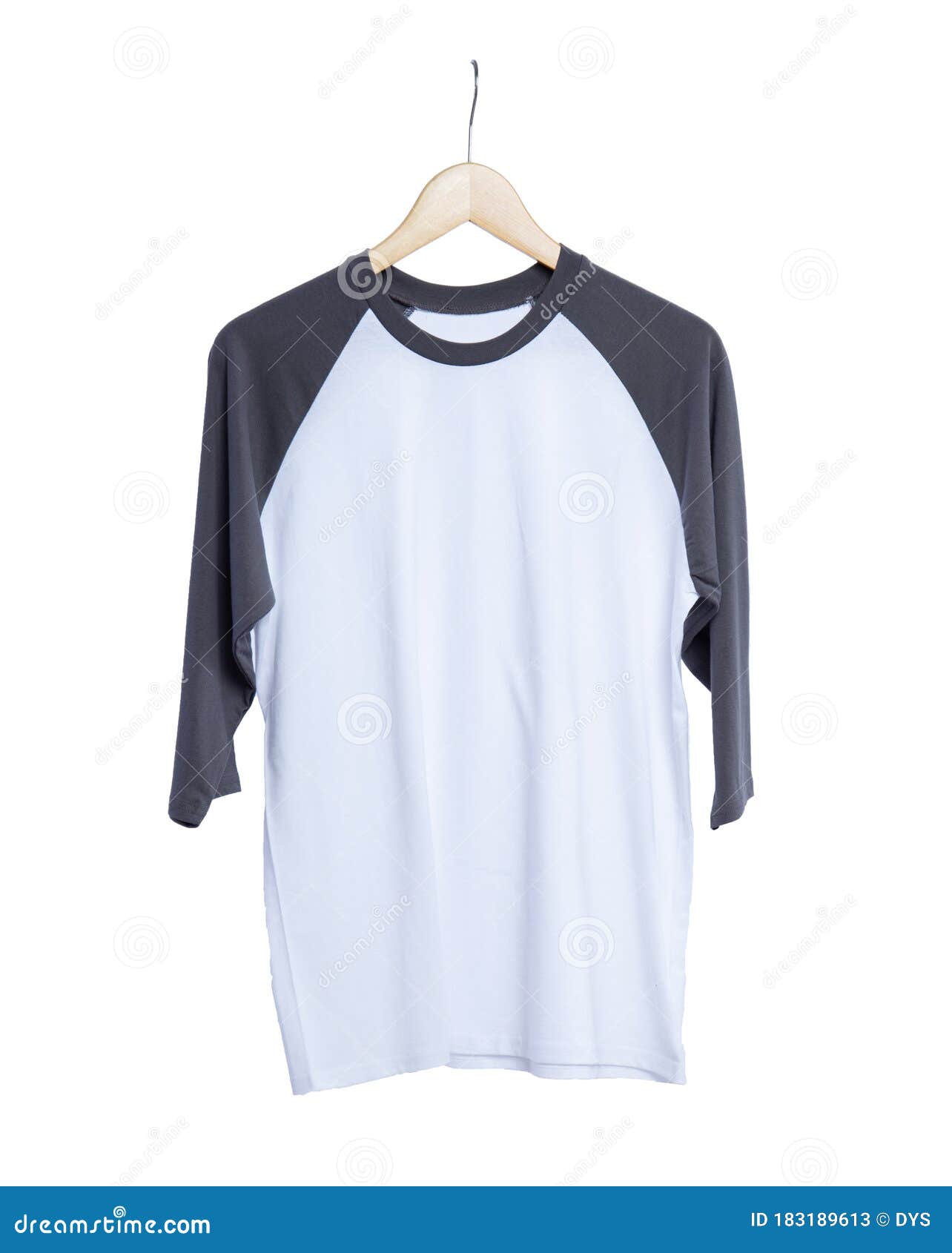 Download Blank T Shirt Raglan 3/4 Sleeves Front View With White ...