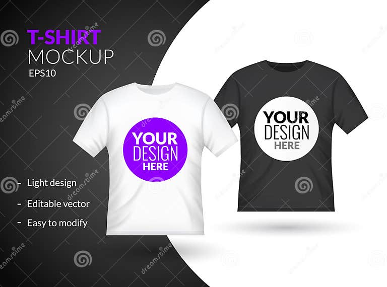 Blank T-shirt Template Clothing Fashion. White and Blue Shirt Design ...