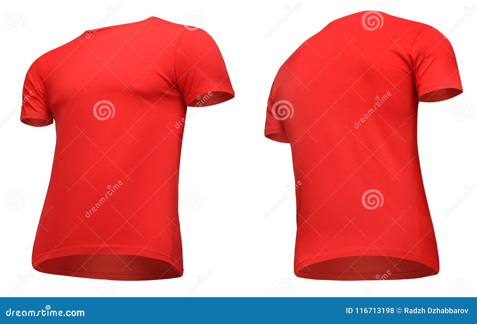 Download Blank Template Men Red T Shirt Short Sleeve, Front And Back View Half Turn Bottom-up, Isolated ...