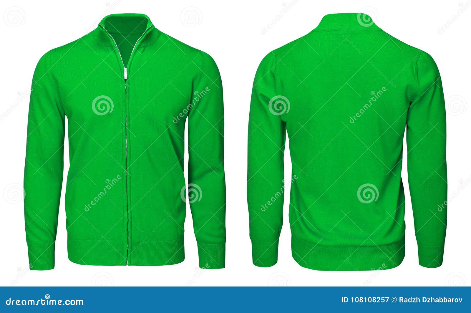 Blank Template Mens Green Sweatshirt Long Sleeve, Front and Back View ...