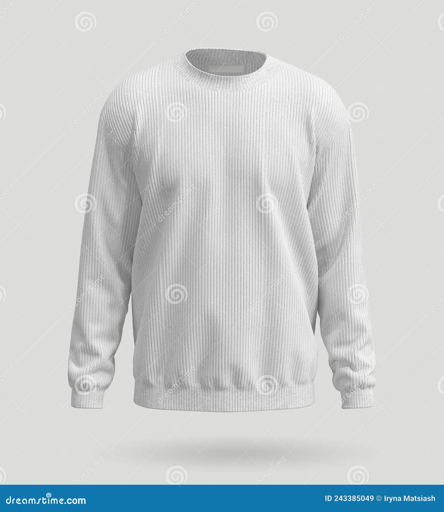 Blank Template Mens White Knitted Sweater, Front View. 3d Rendering ...