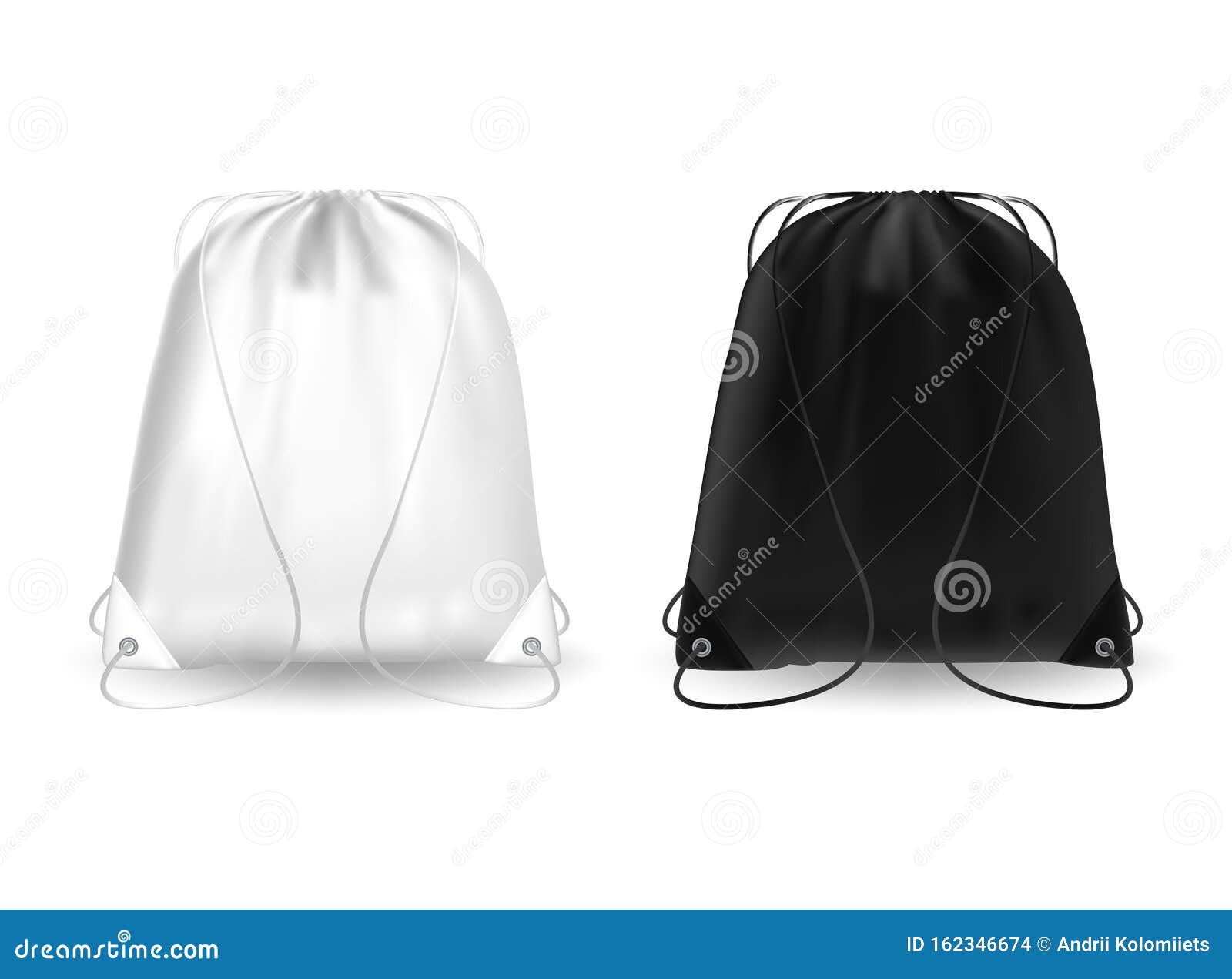 Download Blank Template White And Black Backpack With Ropes. Sport Bag, 3D Realistic Mockup On White ...