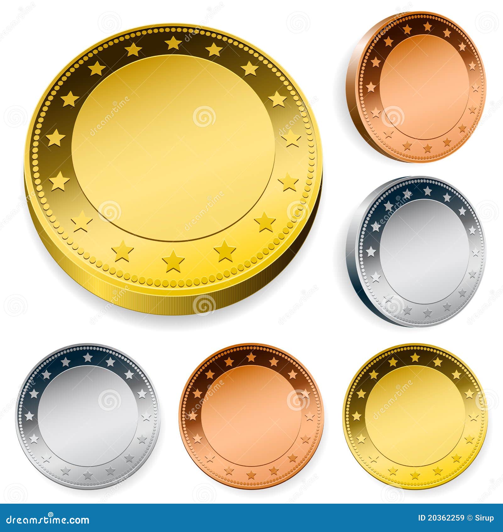 blank token coins set with copy space