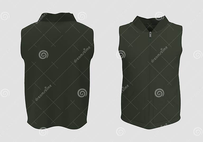 Blank Track Vest Jacket Mockup in Front and Back Views Stock ...