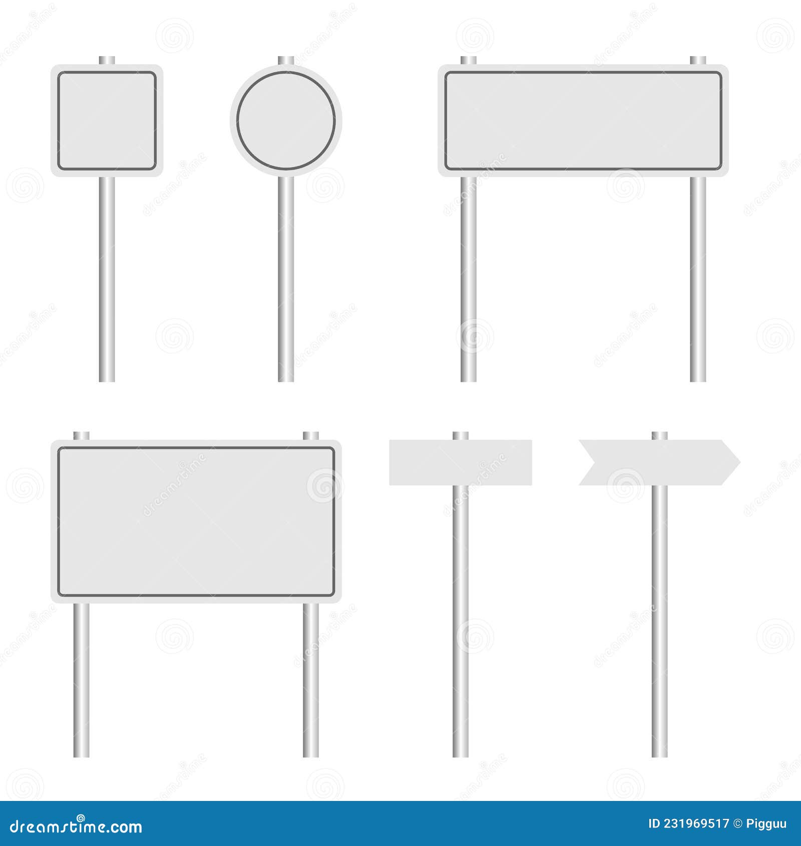 Blank Traffic City Sign Set Stock Illustration - Illustration of hazard