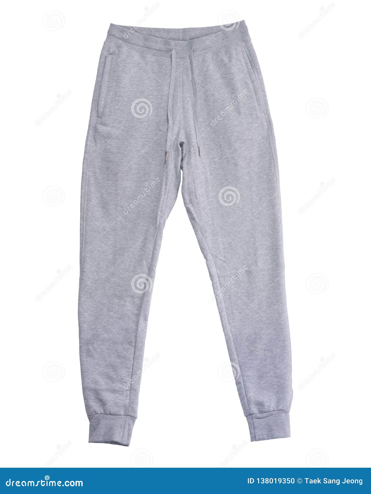 Blank Training Jogger Pants Color Grey Front View Stock Photo - Image ...