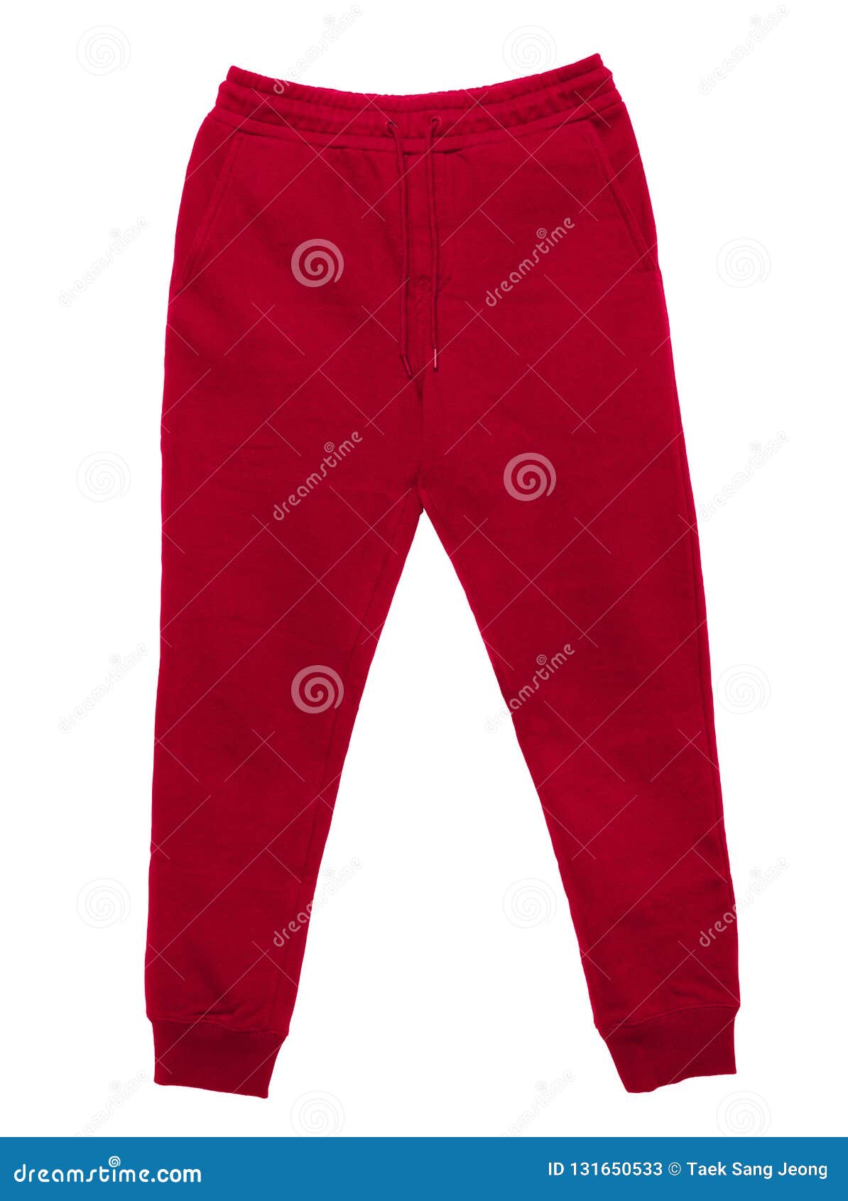 Blank Training Jogger Pants Color Red Front View Stock Image Image of