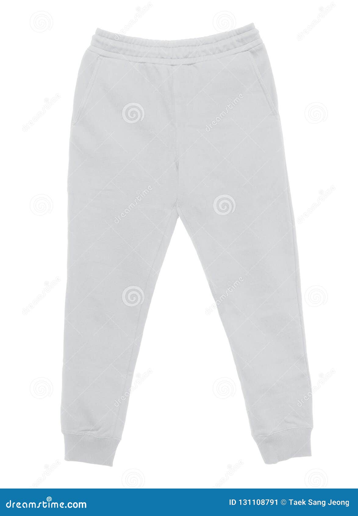Blank Training Jogger Pants Color White Front View Stock Image - Image ...