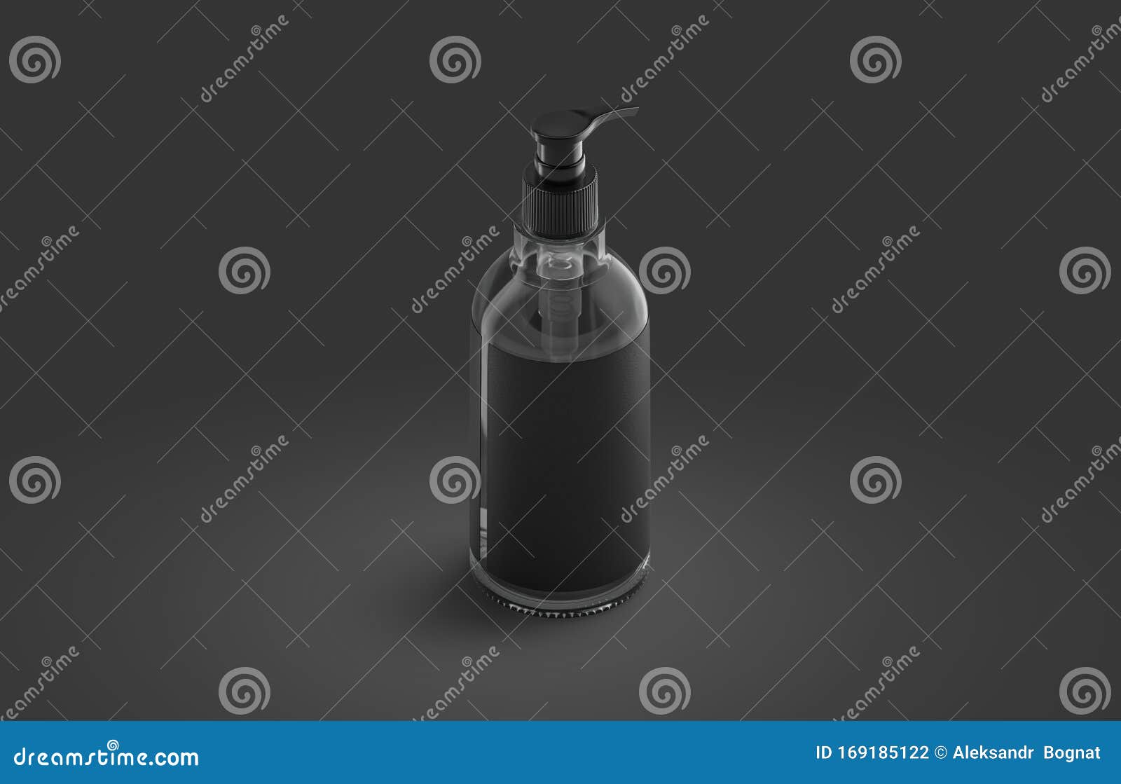 Download Blank Transparent Glass Pump Bottle With Black Label Mockup Stock Photo - Image of darkness ...