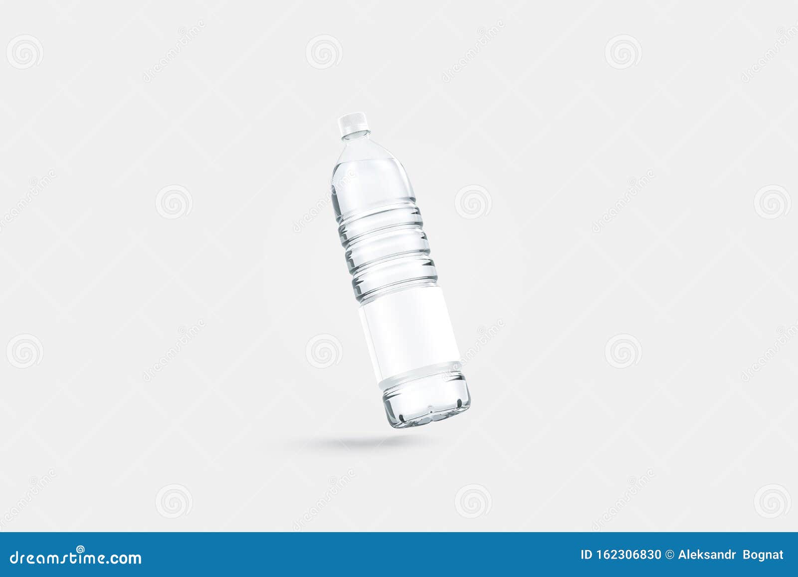 blank transparent plastic bottle with water mockup, no gravity