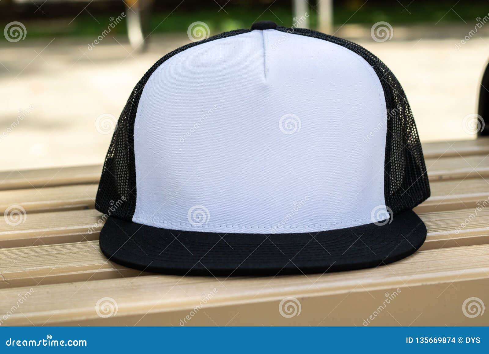 Download Blank Trucker Hat Cap Flat Visor With Black And White ...