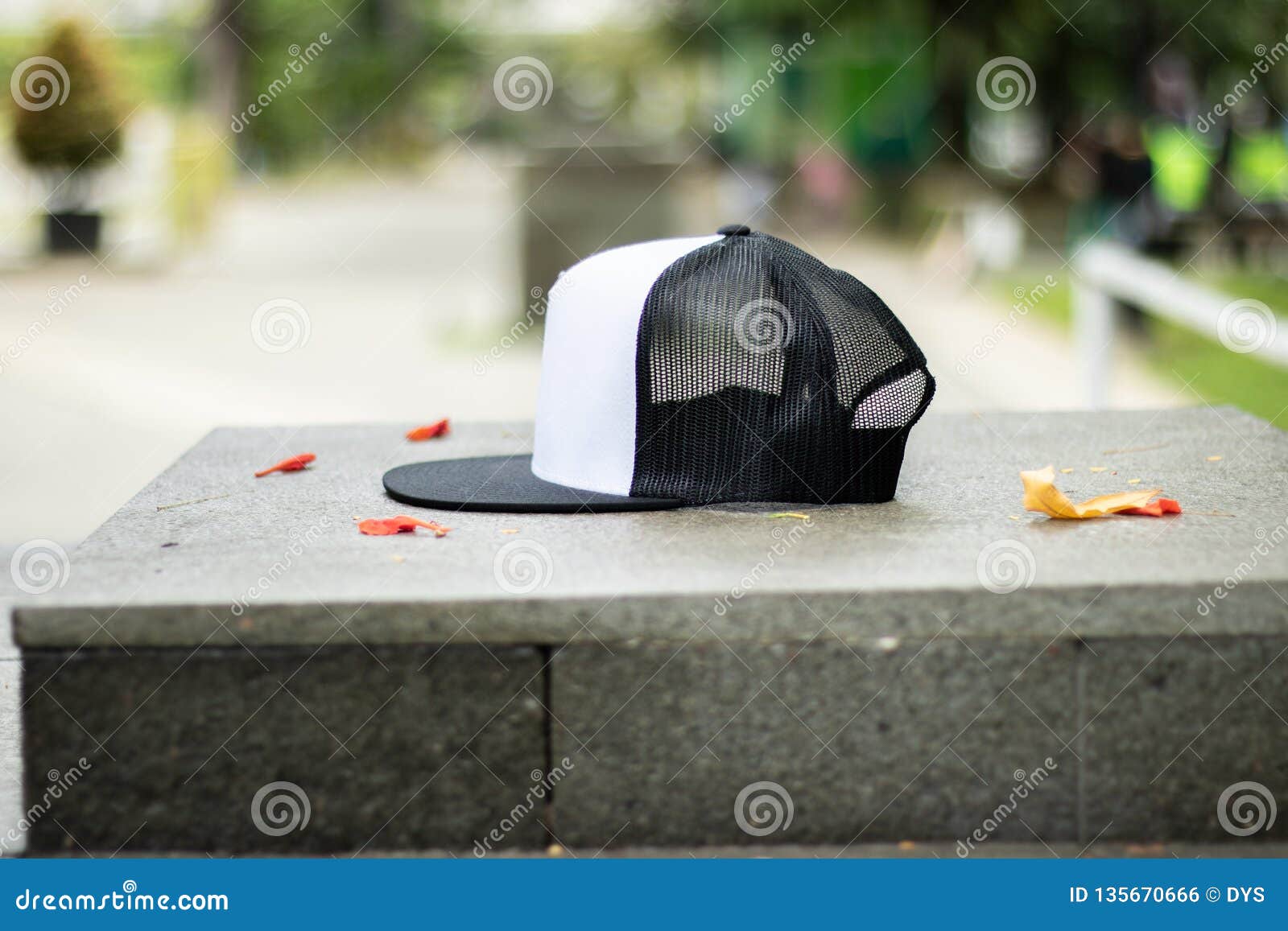 Blank Trucker Hat Cap Flat Visor With Black And White ...