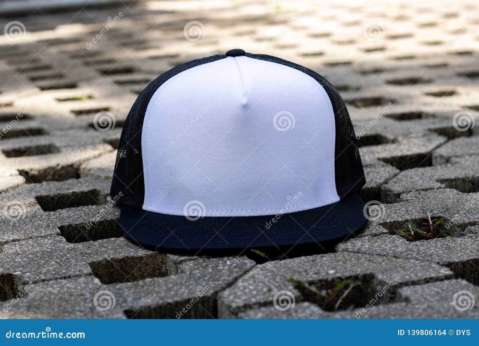 Download Blank Trucker Hat Cap Flat Visor With Black And White ...